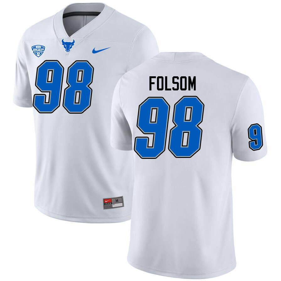 Buffalo Bulls #98 Daishon Folsom College Football Jerseys Stitched Sale-White